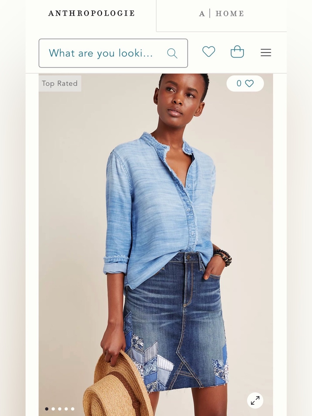 Anthropologie Driftwood Patchwork Denim Skirt Size 28